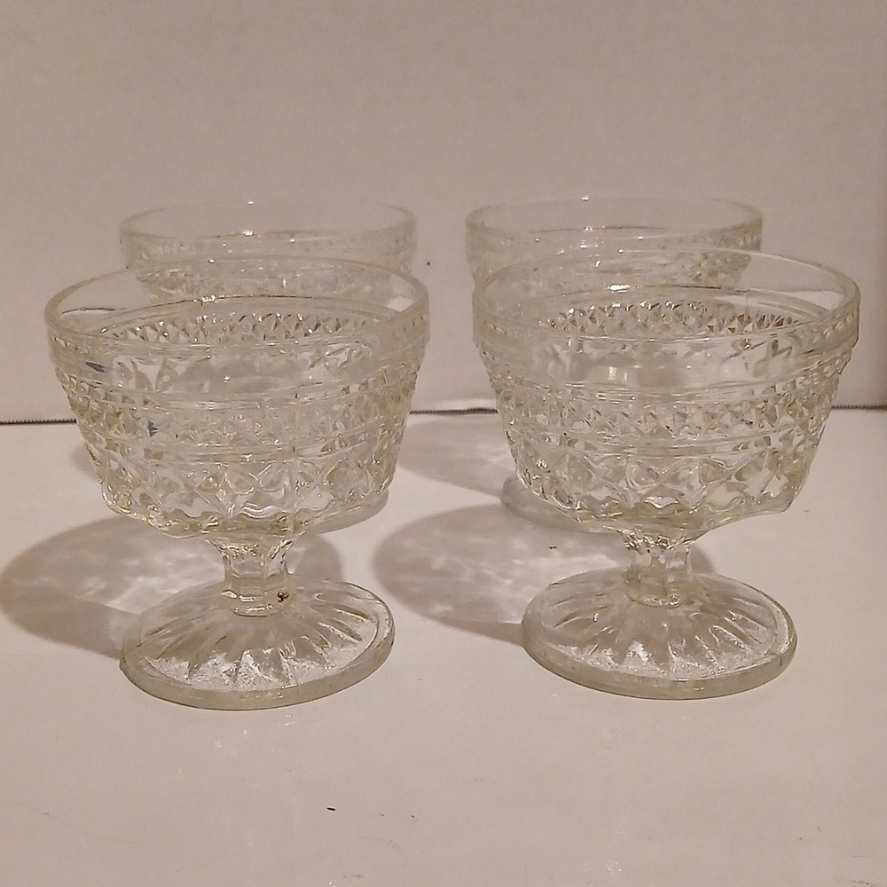 Anchor Hocking Wexford Sherbert Champagne Dessert Clear Glass Goblets Set